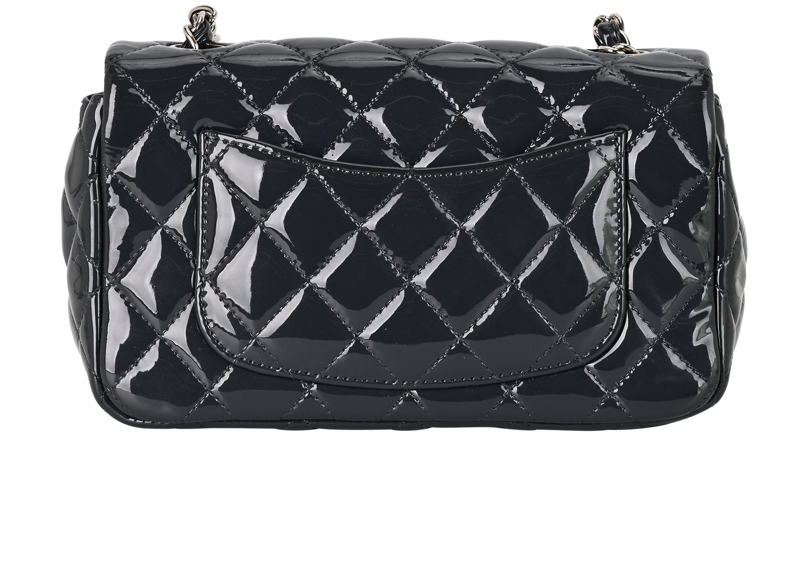New Mini Single Flap, &pound;3,100, Handbags, Grey, Patent Leather, Back view